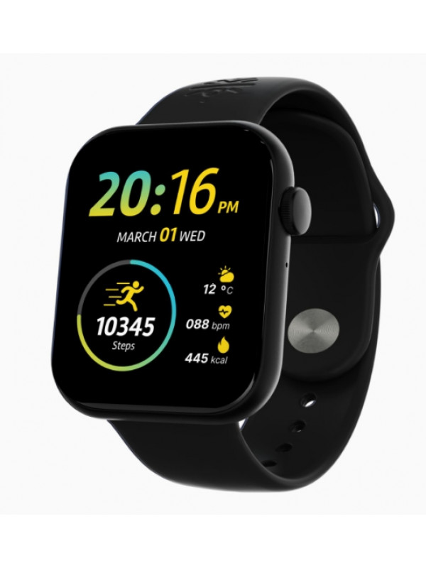 Cultsport Active T 2.01 HD Display, Single Chip BT Calling, Rotating Crown, 200 WatchFace Smartwatch (Black Strap, Free Size)